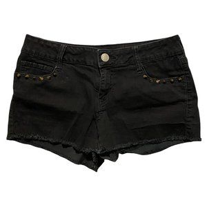 Decree Black Studded Cutoff Jean Shorts